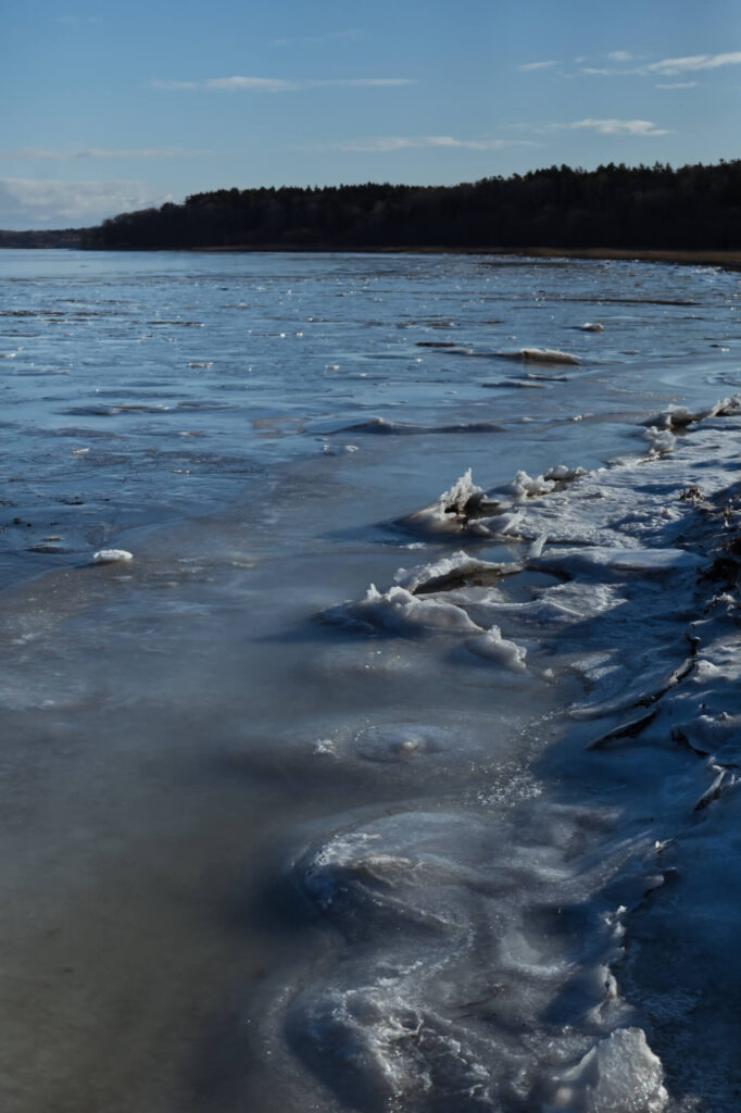 凍結した風蓮湖の波打ち際